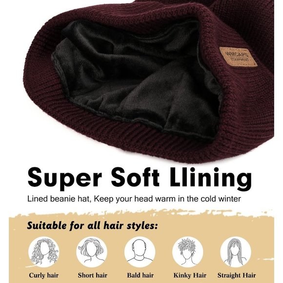 Winter Beanie Hats for Men Women Fleece Lined Beanie Soft Stocking Cuffed cap main image 6
